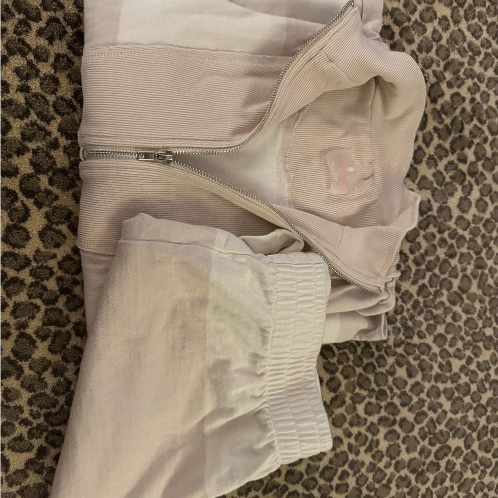 Beige Zip-Up Jacket and short Set free people movement